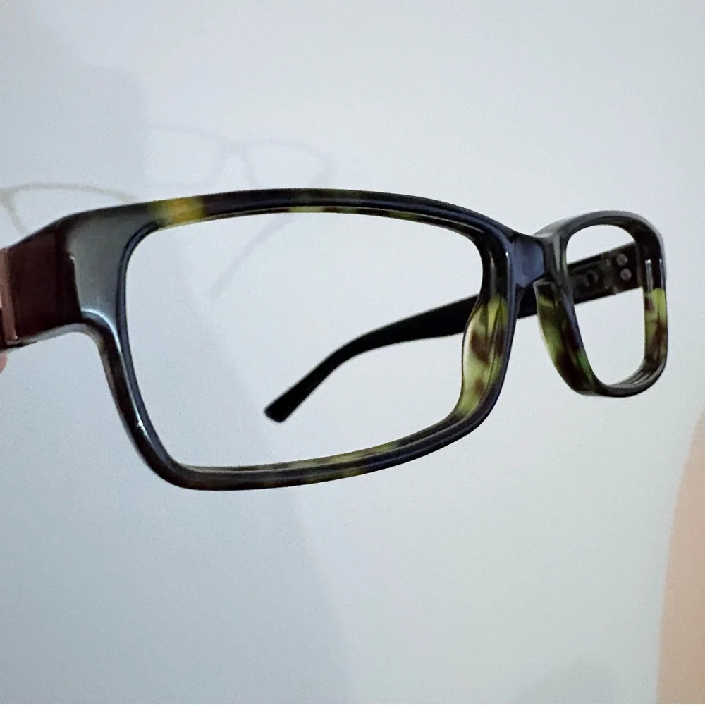 Gucci Green and Brown Tortoiseshell Rectangular Eyeglasses Frames